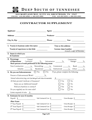 Contractor Supplement Form