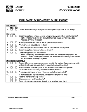 Employee Dishonesty Insurance Application