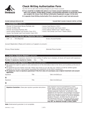 Invesco Check Writing Authorization Form