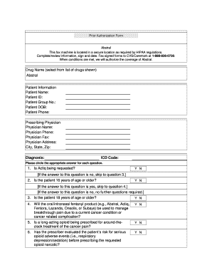 Prior Authorization Form for Abstral