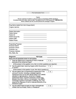 Prior Authorization Form for Cognex