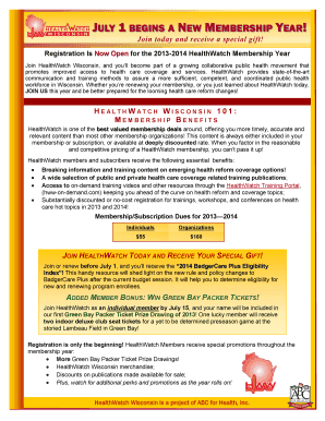 HealthWatch Wisconsin Membership Registration Form
