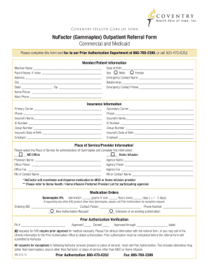 NuFactor Outpatient Referral Form
