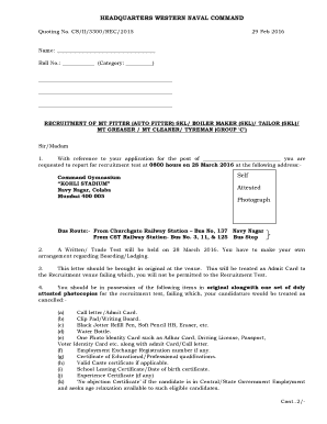 Indian Navy Recruitment Admit Card