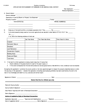 Agricultural District Application Form