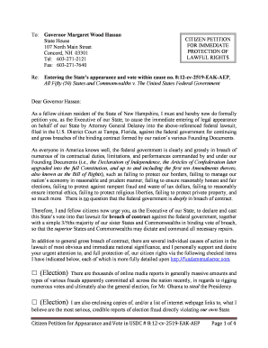 Citizen Petition for Appearance and Vote in USDC