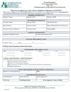 Wound/Hyperbaric Prior Authorization Form