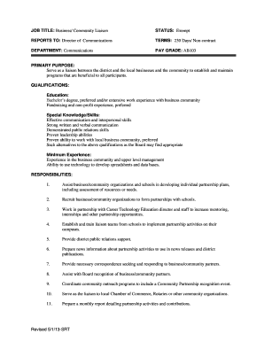 JOB TITLE Business Community Liaison