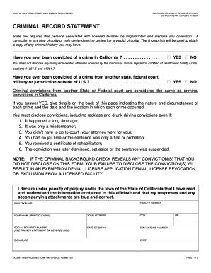 California Criminal Record Statement