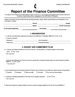 United Methodist Church Finance Committee Report