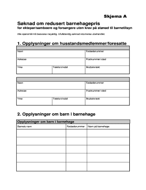 Application for Reduced Childcare Fee