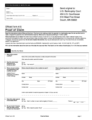 Proof of Claim Form 410