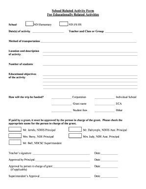 School Related Activity Form