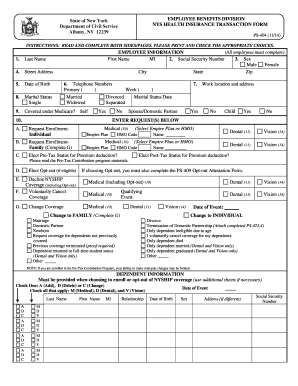 NYS Health Insurance Transaction Form