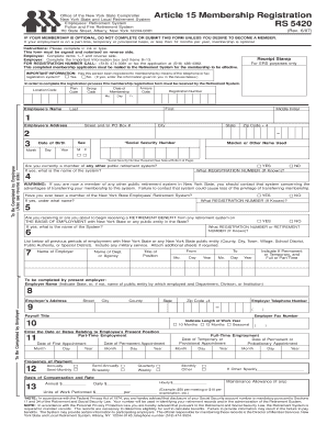 New York State Article 15 Membership Registration Form
