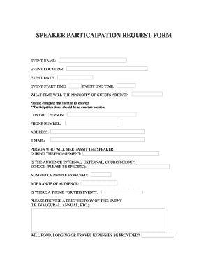 Speaker Participation Request Form