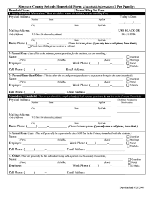 Simpson County Schools Household Information Form