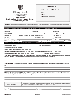 Employee Injury Illness Incident Report