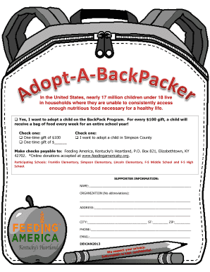 BackPack Program Child Adoption Form