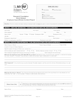 Employee Injury Illness Incident Report