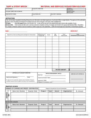 SUNY Stony Brook Material and Services Requisition Voucher