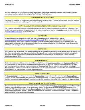 New York State Vendor Responsibility Questionnaire