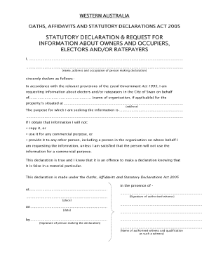 Statutory Declaration Request for Information