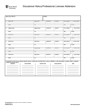 Educational History Professional Licenses Addendum