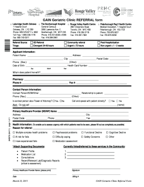 GAIN Geriatric Clinic Referral Form