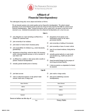 Affidavit of Financial Interdependency