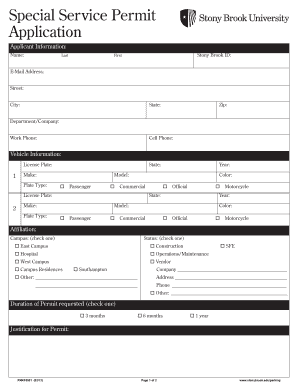 Stony Brook Special Service Permit Application