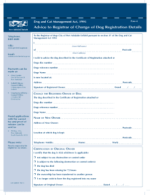 Dog Registration Change of Details Form