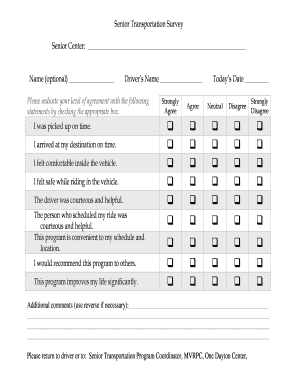 Senior Transportation Survey Form