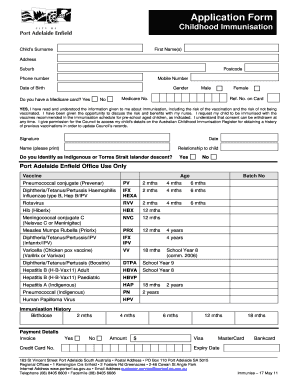 Childhood Immunisation Application Form