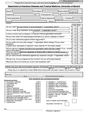 Travel Vaccination Form