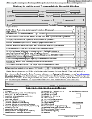 Reiseimpfungsformular