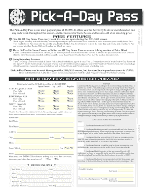 Pick-A-Day Ski Pass Registration Form
