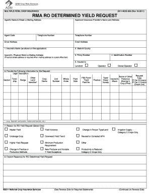 Multiple Peril Crop Insurance Yield Request Form
