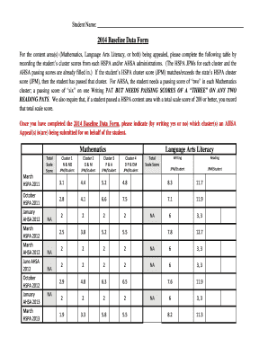 2014 Baseline Data Form