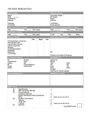 TIA Clinic Referral Form
