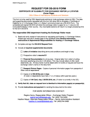 DS-2019 Request Form
