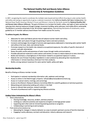 National Healthy Nail and Beauty Salon Alliance Membership Form