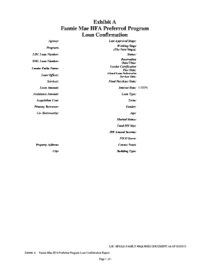 Fannie Mae HFA Preferred Program Loan Confirmation
