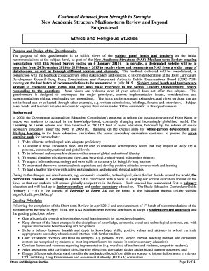 Ethics and Religious Studies Questionnaire