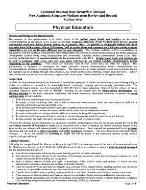 New Academic Structure Medium-term Review Questionnaire
