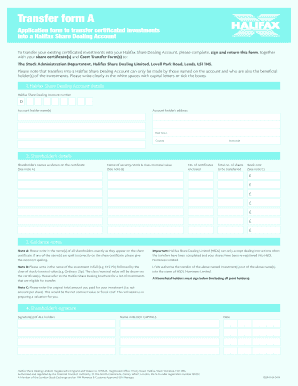Halifax Share Dealing Transfer Form