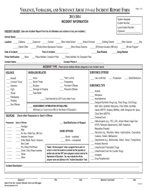 New Jersey Violence, Vandalism, and Substance Abuse Incident Report Form