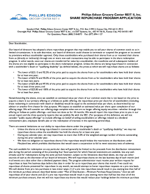 Phillips Edison Grocery Center REIT II Share Repurchase Program Application