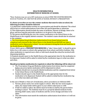 Prescription Drug and Medicine Authorization Form