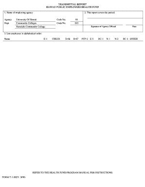Hawaii Public Employees Health Fund Transmittal Report